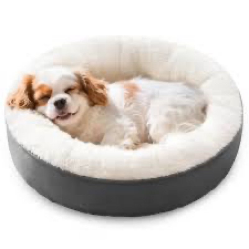 love's cabin round donut cat and dog cushion bed, 25in pet bed for small or medium dogs, anti-slip &