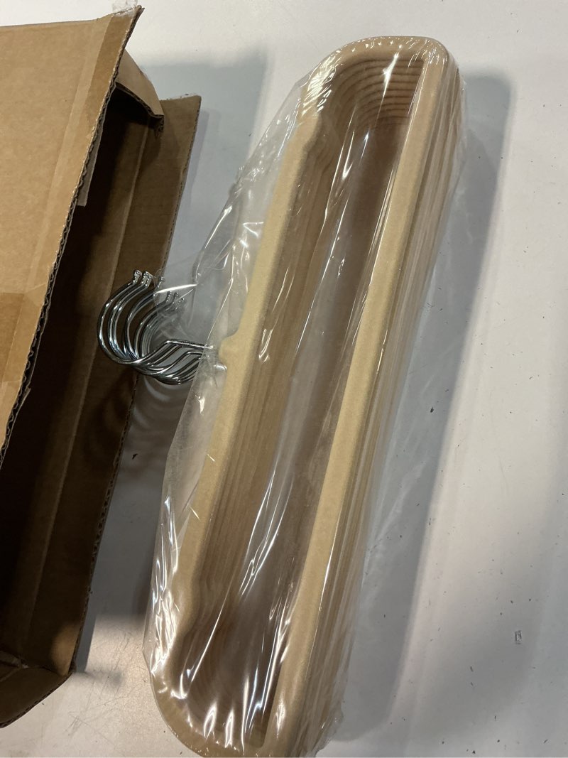 Condition photo showing New/Like New for pants hangers non slip - 20 pack velvet hangers for closet - thin space saving clothes hanger - strong, durable, perchas terciopelo with 360° rotatable hook for jean, tank top, bra, shorts (beige)