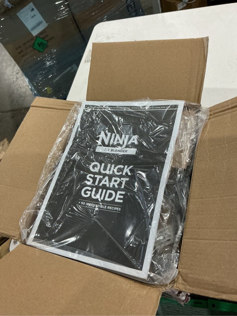 Condition photo showing Good Condition for ninja fit compact personal blender | for smoothies, shakes & frozen drinks | (2) 16-oz. to-go cups with spout lids | 700-watt countertop | black | qb3001ss push to blend