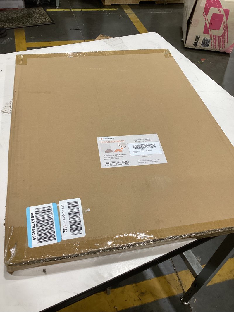 Condition photo showing New/Like New for upsimples 18x24 picture frame black 3 pack, scratch-proof poster frames 18 x 24 for photo gallery - slide-in strips, horizontal or vertical wall mounting