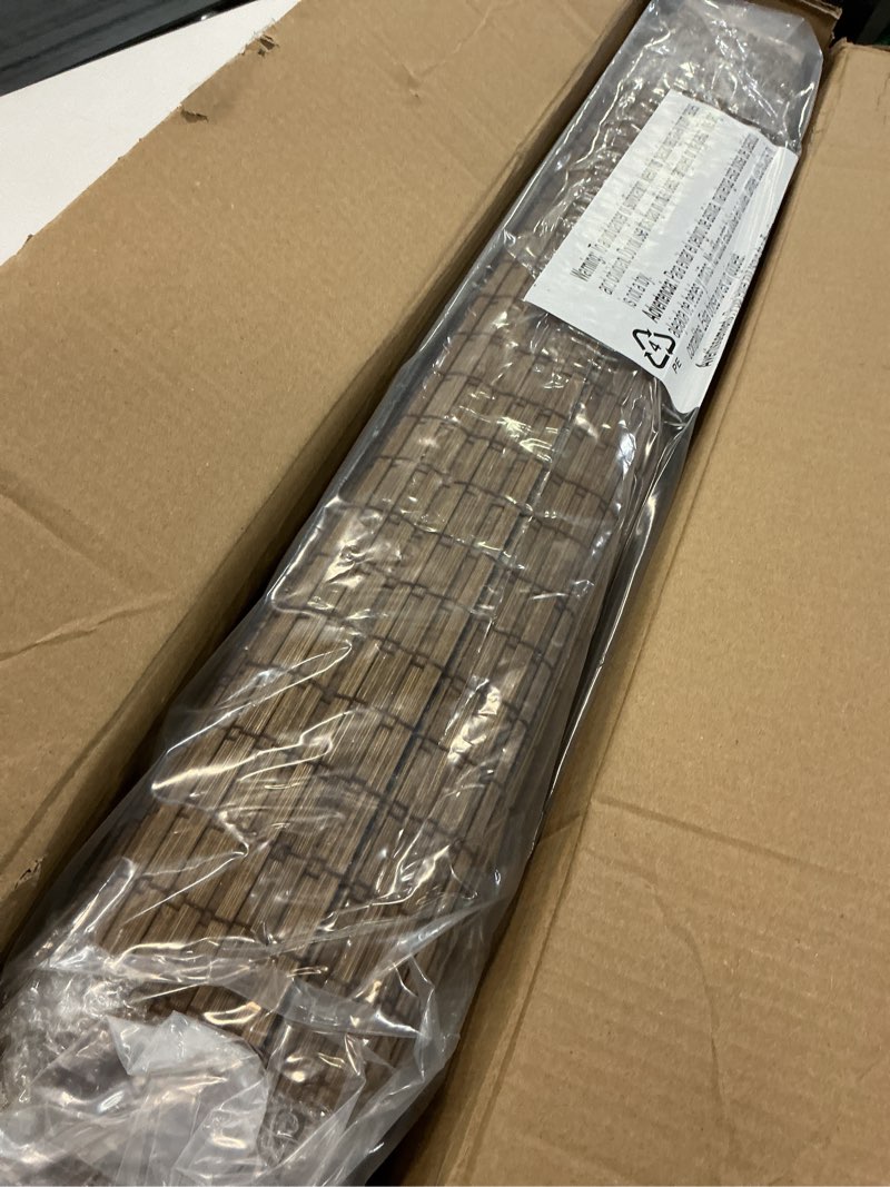 Condition photo showing Good Condition for lazblinds cordless bamboo roman shades, privacy blinds for interior windows, room darkening roll up bamboo blinds for home & patio, 25.5" w x 64" h, highfield teak pricacy - highfield teak 25.5" w x 64" h