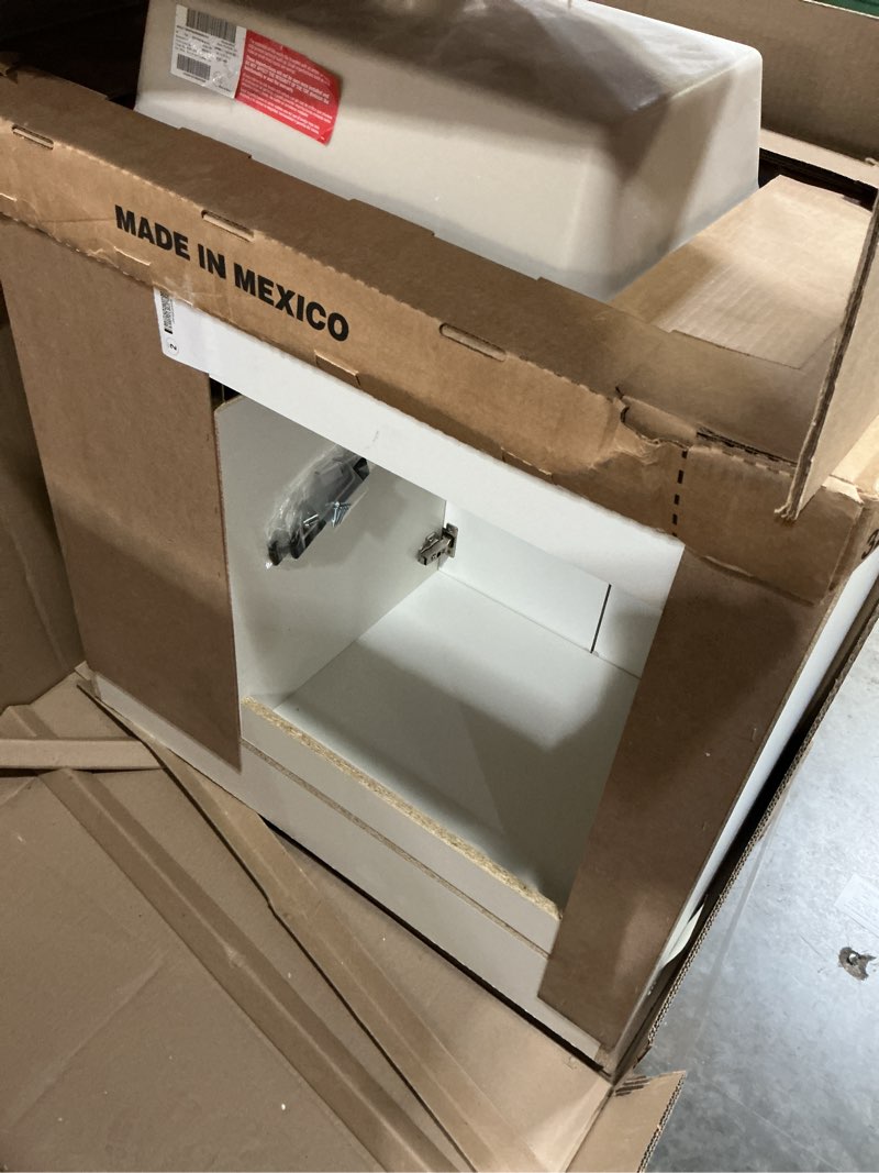 Condition photo showing As Is for style selections cauley 36-in true white single sink bathroom vanity with top