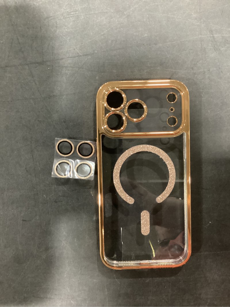 Condition photo showing New/Like New for Magnetic for iPhone 17 Pro Max Case with Glitter Integrated Lens Protection, [Glossy Bumper & Shiny Magnetic Ring] [Compatible with Magsafe] Cute Women Girly Case for iPhone 17 Pro Max Desert Titanium iPhone 17 Pro Max Case 6.9" Desert Titanium