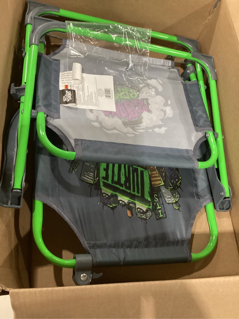 Condition photo showing Good Condition for teenage mutant ninja turtles kids outdoor folding beach chair with umbrella,portable camp chair for ages 3+, lightweight & compact for beach, camping, and backyard