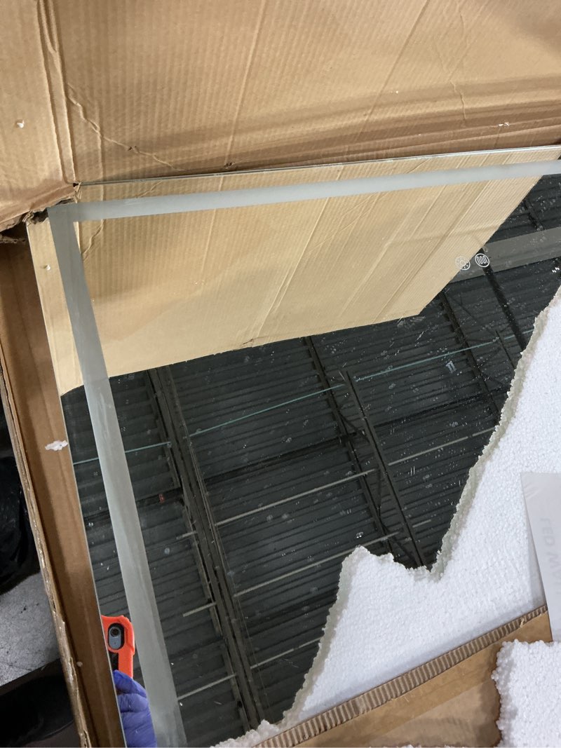 Condition photo showing Good Condition for 36x36 Inch Smart LED Bathroom Mirror - Anti-Fog Vanity Mirror with Touch Sensor, 3 Color Lighting & Dimmable Memory Function, Lighted Mirror, Modern Bathroom Wall Mirror Led Bathroom Mirror 36"L x 36"W