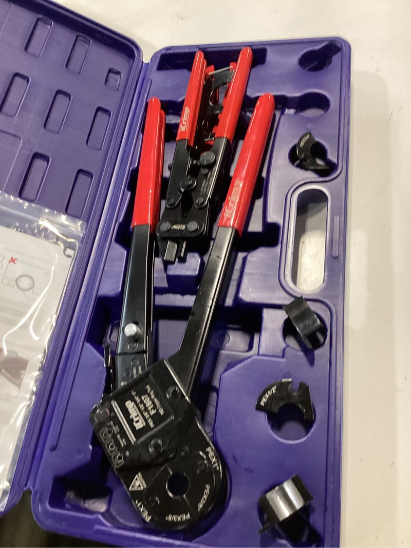 Condition photo showing Good Condition for iCrimp Angle Head PEX Crimping Tool Kit for 3/8,1/2,3/4,1-inch with Copper Ring Removal Tool, Pex Pipe Cutter and Gauge, Meets ASTM F1807 Standard, Suitable for Tight Spaces