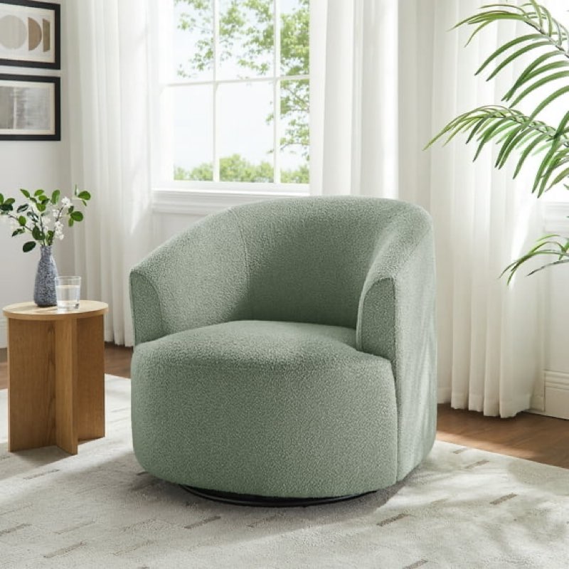 mainstays boucle swivel accent chair, olive