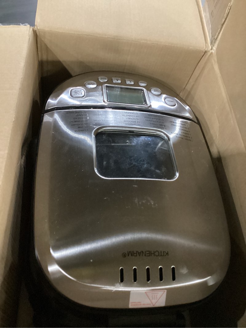 Condition photo showing Good Condition for (not tested)kitchenarm 29-in-1 smart bread machine with gluten free setting 2lb 1.5lb 1lb bread maker machine with homemade cycle - stainless steel breadmaker with recipes whole wheat bread making machine 29 programs - 3 loaf sizes - 3 crust colors stainless steel