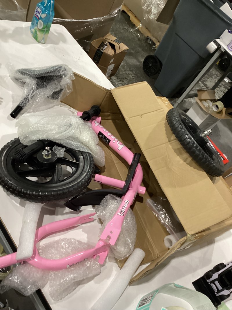 Condition photo showing New/Like New for birtech balance bike for 2,3,4,5 year old kids, 12 inch toddler balance bike kids indoor outdoor toys, no pedal training bicycle with adjustable seat height, airless tire, black