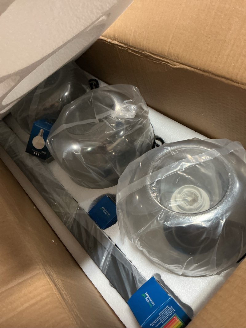 Condition photo showing Good Condition for modern pendant light 3 lights globe smoky grey glass pendant lamps black chandelier indoor chandeliers lighting fixtures for dining room living room kitchen island