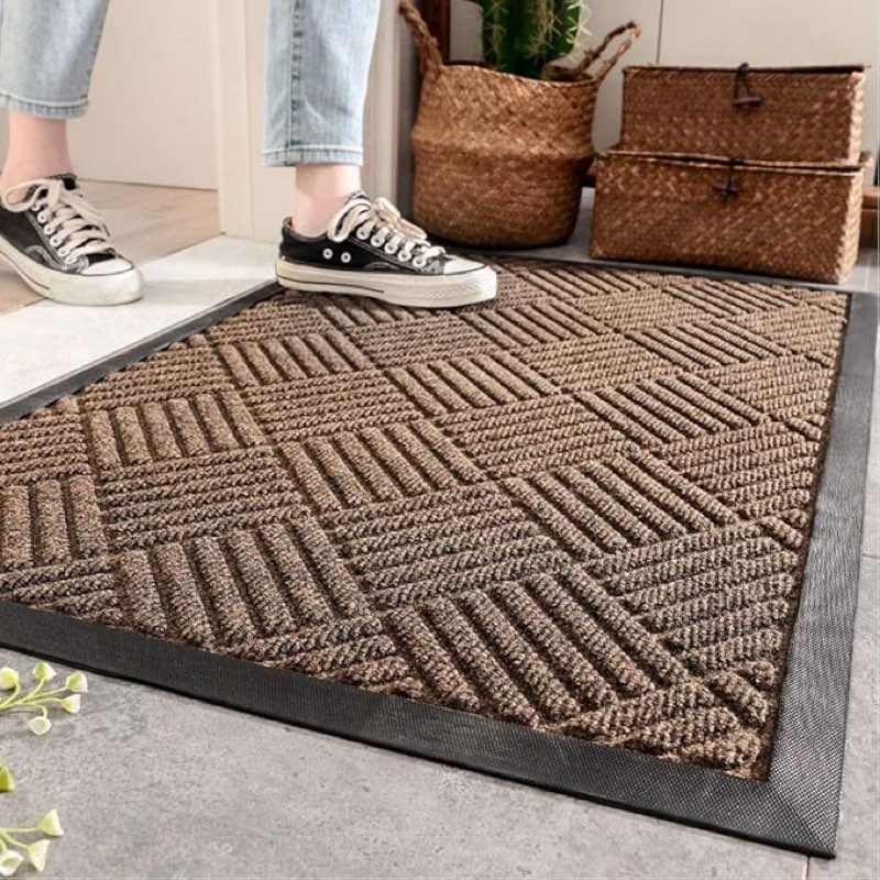 outdoor doormat, 90 x 60 cm, indoor floor mats, washable, non-slip, front door outdoor/floor mats indoor, doormat, dirt trapper 60 x 90 cm, brown