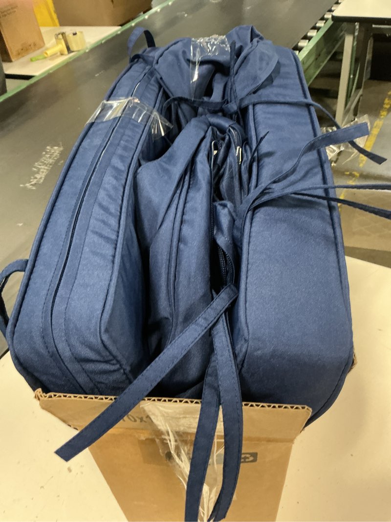 Condition photo showing As Is for ( incomplete ) outdoor chair cushions set of 6: waterproof & fade resistant seat cushion for patio furniture - 19 x 19 x 2 inch chair pads with ties and hidden zipper - patio chair cushion replacement, navy 19x19x2 inch | 6 pack navy blue