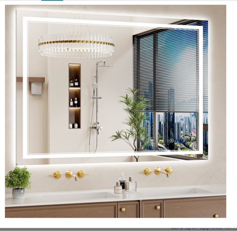 36"x48" led bathroom mirror with lights, anti-fog, backlit + front lit, dimmable, led vanity mirror for wall, lighted bathroom mirror, 3 colors, shatter-proof tempered glass