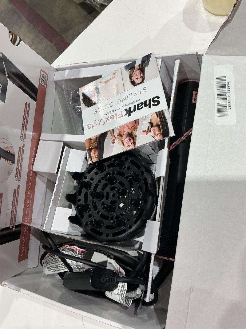 Condition photo showing As Is for shark hair dryer | flexstyle hair styling system | portable & powerful blow dryer brush | hair curler & volumizer | 6 styling tools included | best for all hair types | black | hd440bk