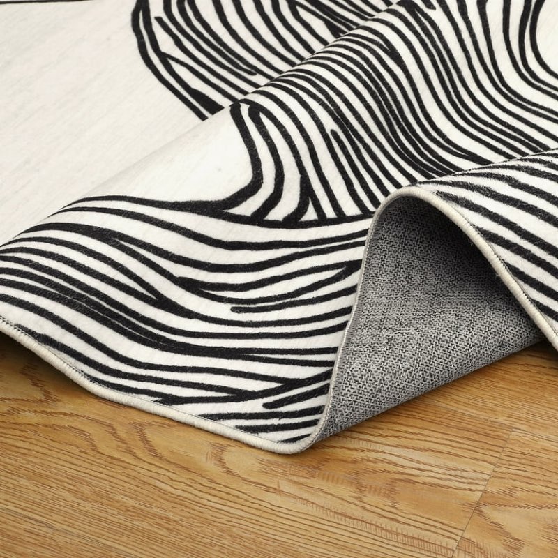 CAROMIO Modern Area Rug Contemporary Abstract Rug for Living Room Bedroom Soft Artistic Abstract Modern Interior Rug, 6' x 9' Black White 