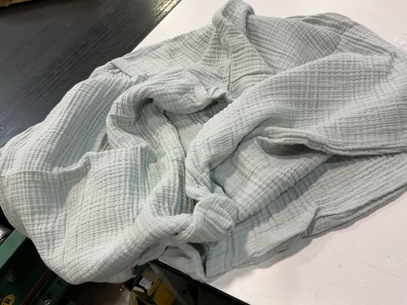 Condition photo showing As Is for (incomplete cover pillow only) organic cotton gauze dream quilt , king/cal king, mist