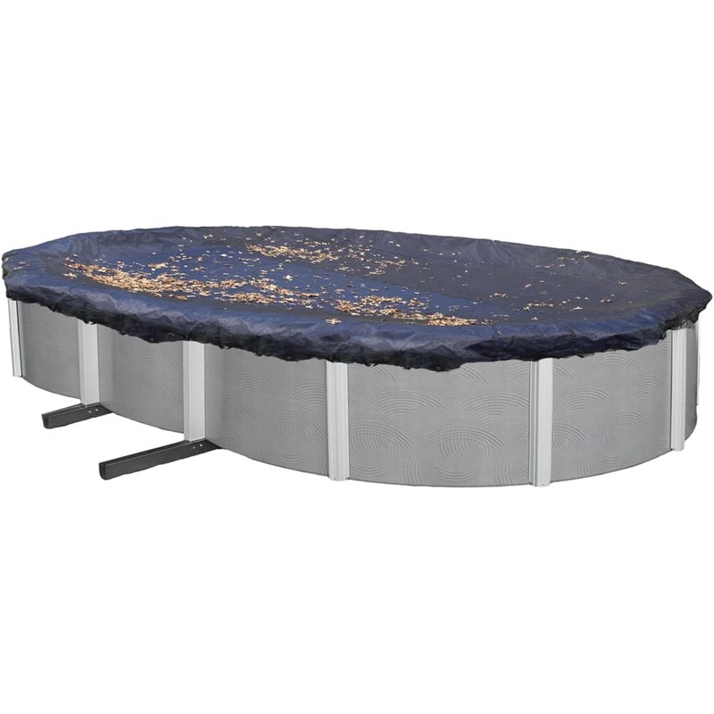 Blue Wave BWC528 16-ft x 25-ft Oval Leaf Net Above Ground Pool Cover,Black