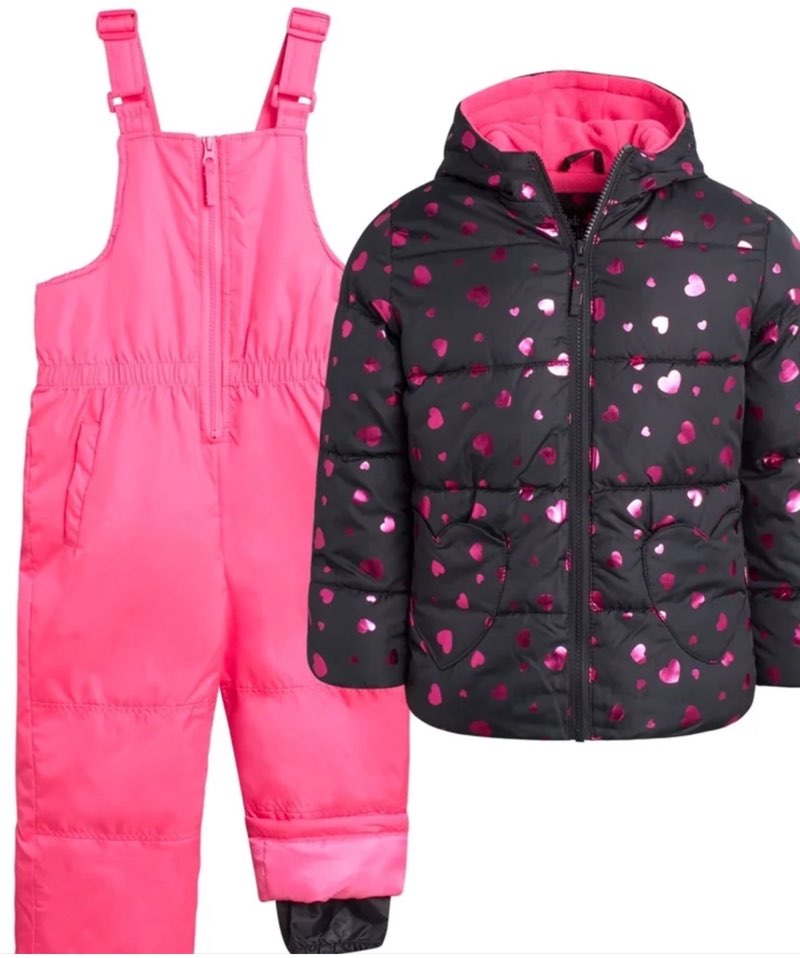 Pink Platinum Girls Snowsuit Set - Insulated Ski Jacket and Snow Pants Overall Bibs for Girls 2 Piece Size 3 