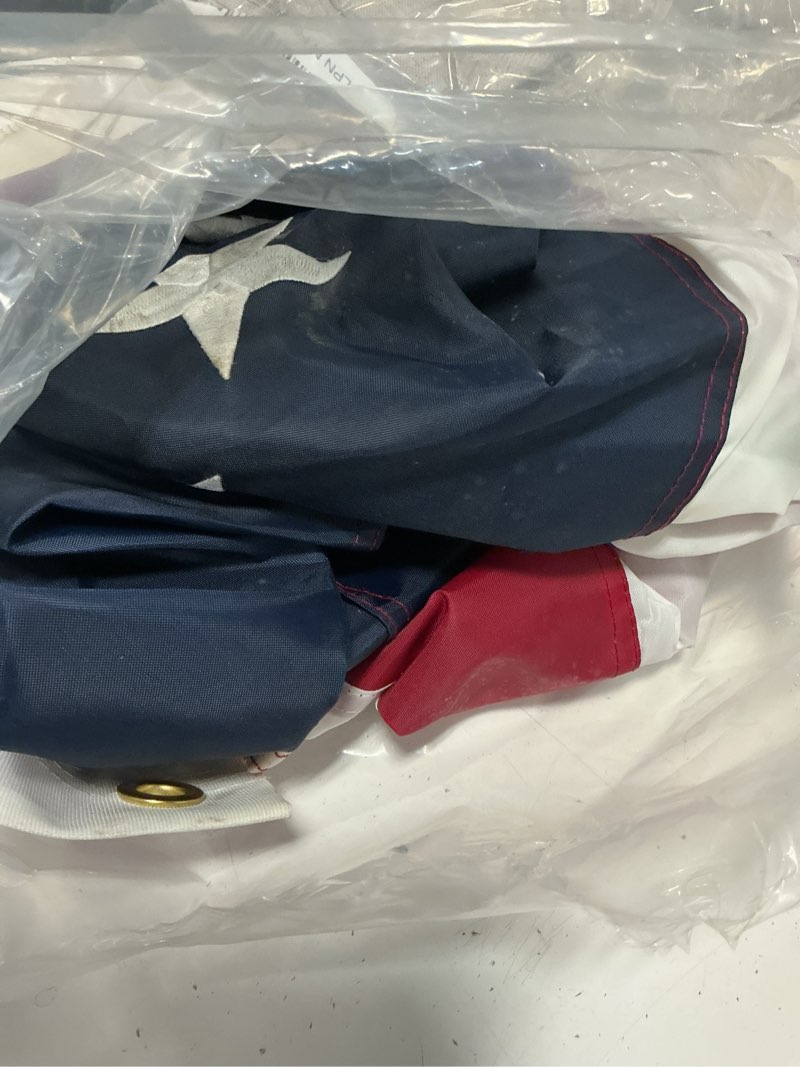 Condition photo showing As Is for embroidered betsy ross flag 4x6 feet outdoor heavy duty 13 stars colonial flags with 2 brass grommets, vivid color us united states betsy ross flags for outside 4x6 feet betsy ross flag