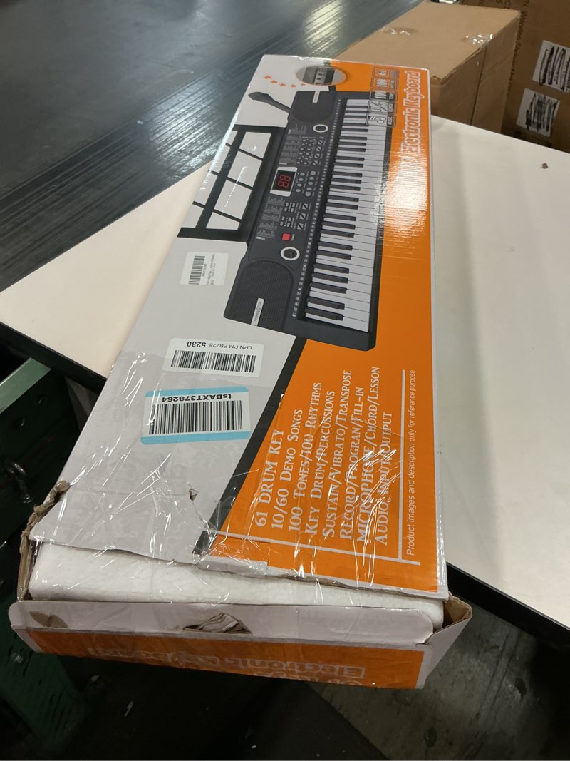 Condition photo showing New/Like New for 61 keys keyboard piano, Electronic Digital Piano with Built-In Speaker Microphone, Sheet Stand and Power Supply, Portable piano Keyboard Gift Teaching for Beginners Black