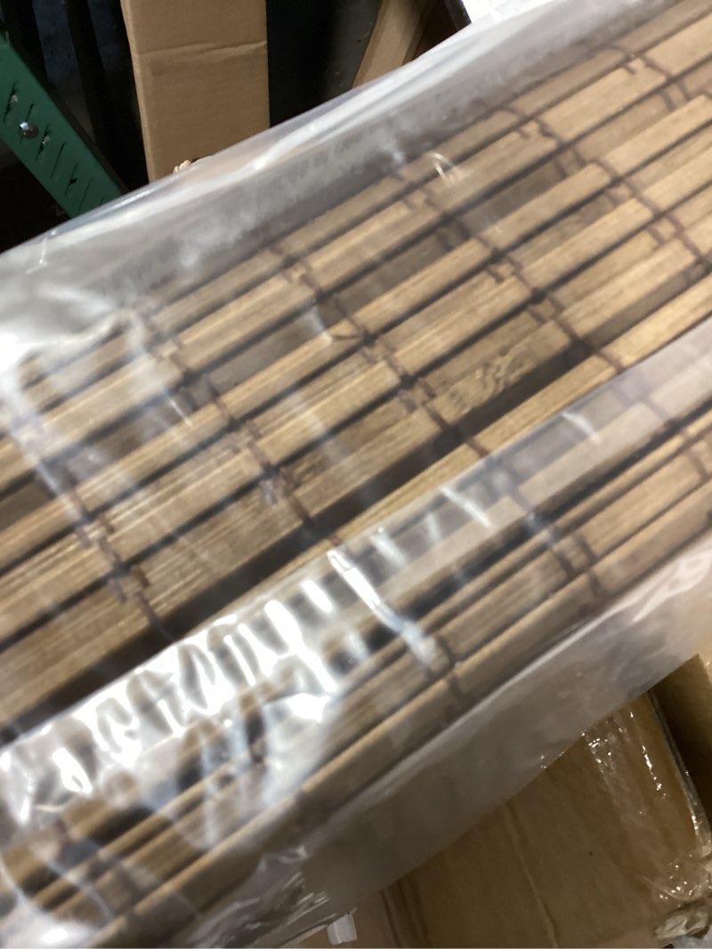Condition photo showing New/Like New for lazblinds cordless bamboo roman shades, privacy blinds for interior windows, room darkening roll up bamboo blinds for home & patio, 30.5" w x 64" h, highfield teak