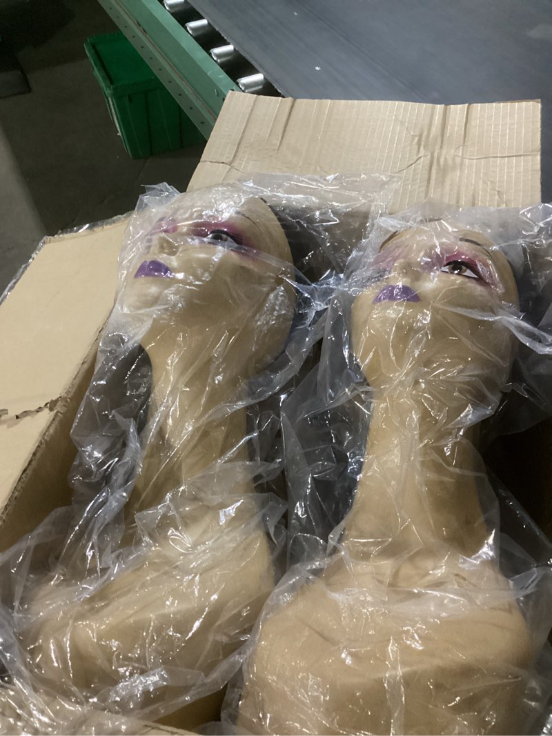 Condition photo showing Good Condition for Leinuosen 4 Pcs Female Realistic Mannequin Head for Wigs 19" Lifelike Plastic Manikin Head Display Heads for Sunglasses Earrings Jewelry Display, Beauty Accessories, Brown Brown 4