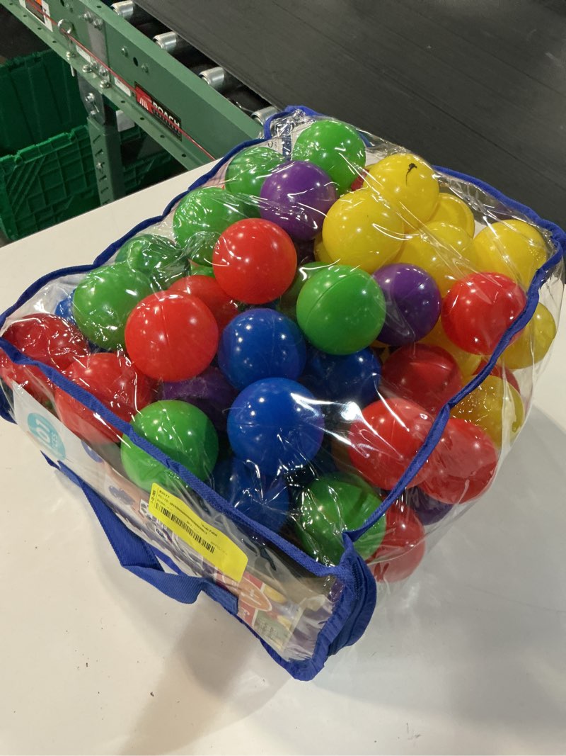 Condition photo showing Good Condition for play day 100 multi-colored plastic play balls 2.5", 1 years and up