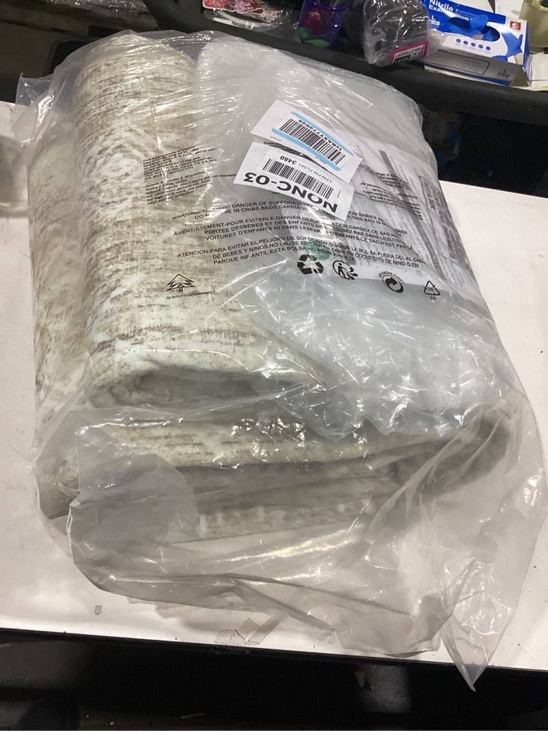 Condition photo showing Good Condition for Washable Rug 9x12 Area Rugs: Modern Geometric Rugs for Living Room Non Slip Soft Low Pile Moroccan Indoor Carpet for Bedroom Nursery Dining Room Home Office (Beige, 9'x12') Beige 9' x 12' (Rectangular)