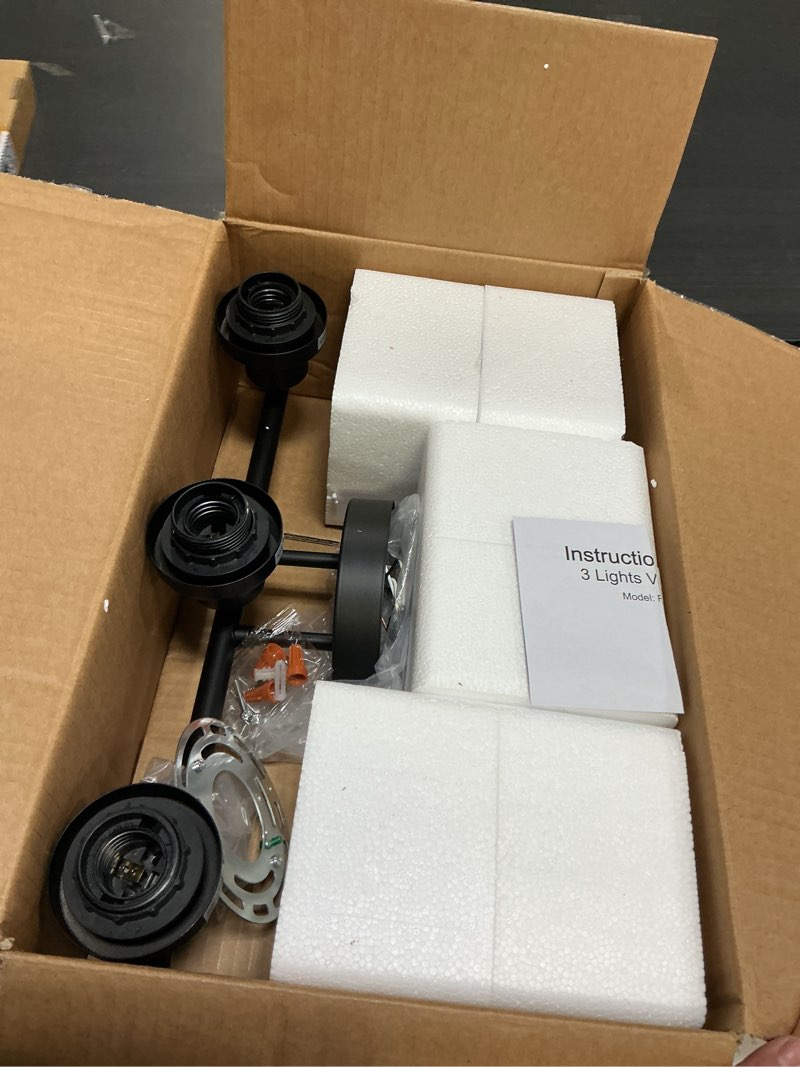 Condition photo showing Good Condition for unicozin modern bathroom light fixtures, 3 light vanity lights, black wall lamp with clear glass for bathroom, mirror, living room, bedroom, hallway, e26 base black 3 light