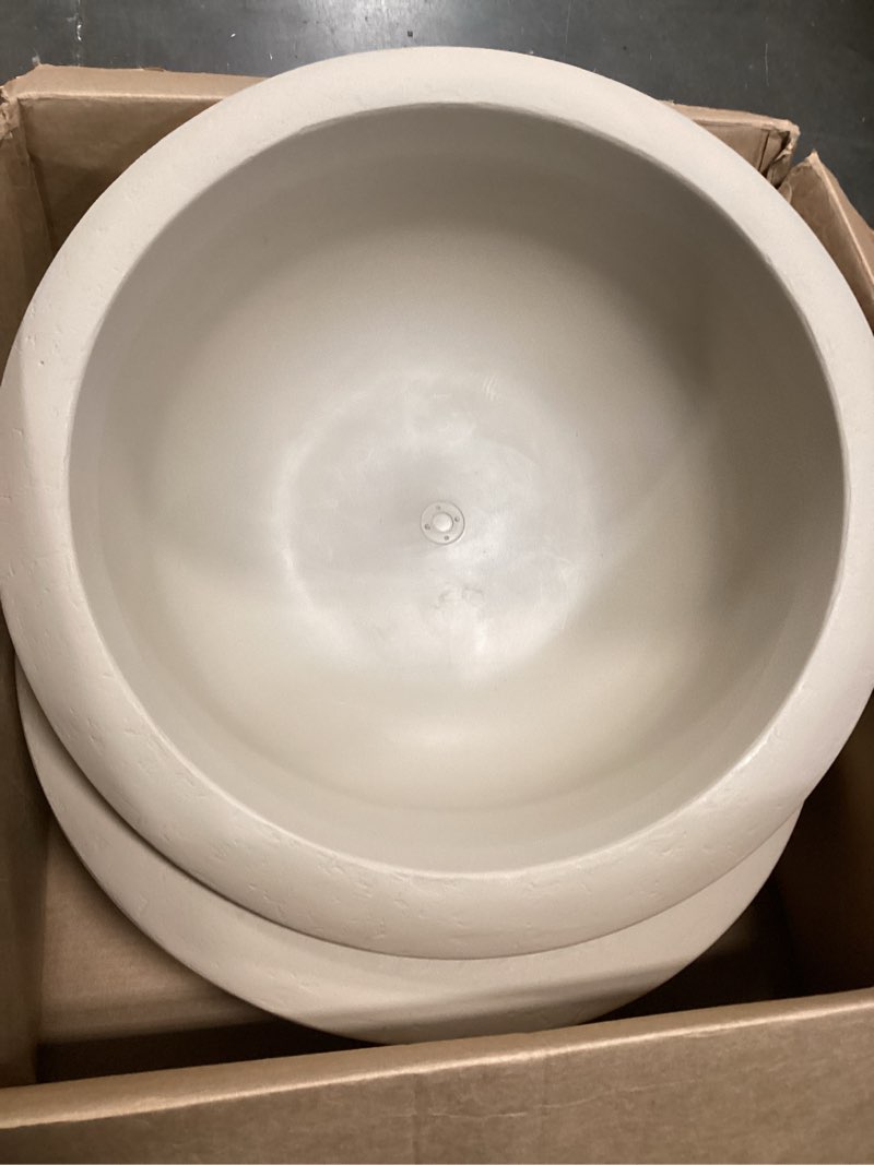 Condition photo showing Good Condition for ARBORA 26\" Santorini Bowl 2-Pack with Classic Cream Finish - Polyresin Indoor and Outdoor Planter2, Durable, Weatherproof, Lightweight, Large Plant Pots for Patio, Garden, Deck, Entryway Cream 26\" 2-Pack