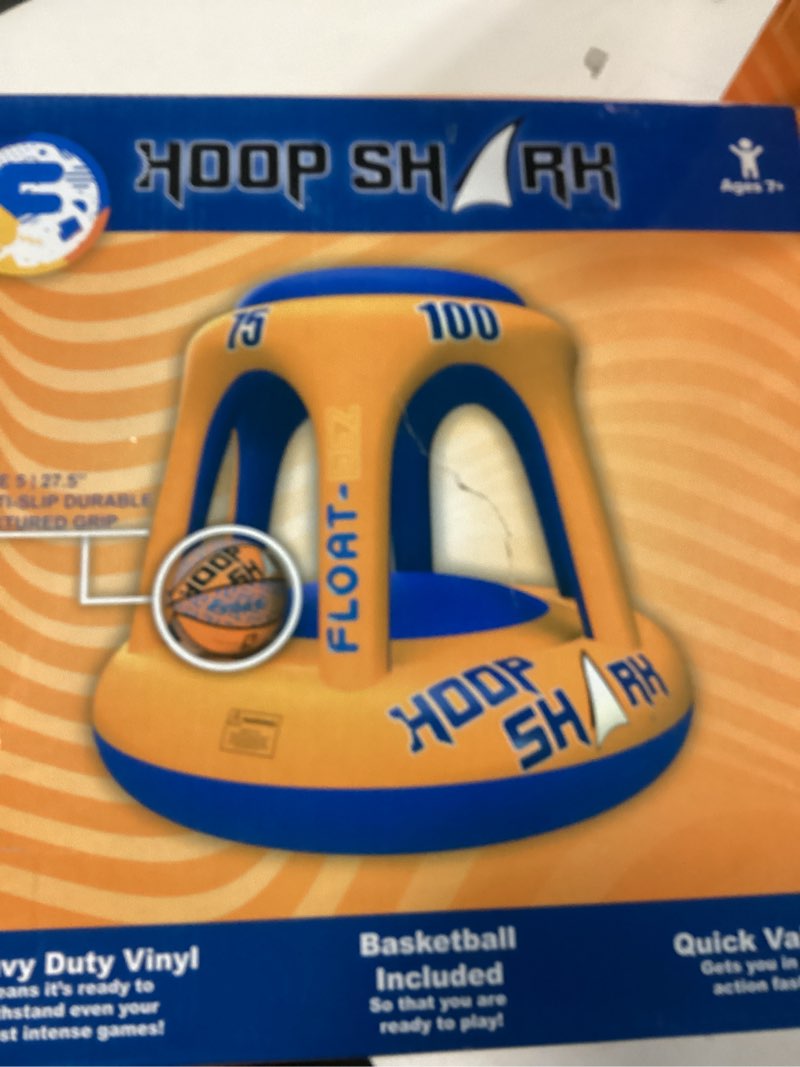 Condition photo showing New/Like New for Swimming Pool Basketball Hoop Set by Hoop Shark - Orange/Blue - Inflatable Hoop with Ball - Perfect for Competitive Water Play and Trick Shots - Ultimate Summer Toy Blue,orange