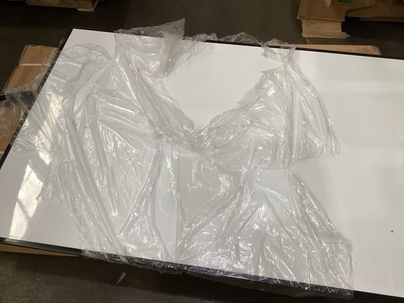 Condition photo showing As Is for damaged *h-qprobd 72\"x48\" white board for wall large magnetic dry erase board with black aluminum frame, presentation whiteboard suitable for home, office, classroom & kitchen