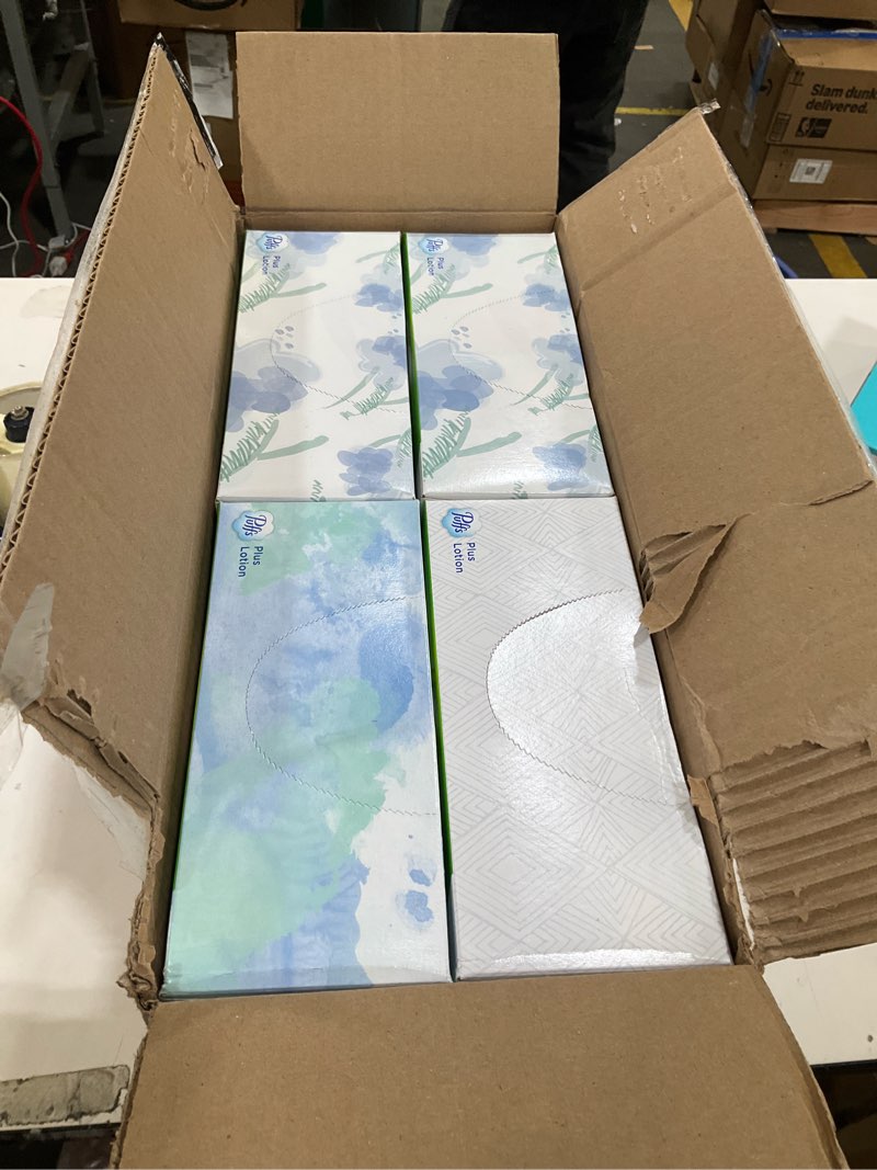 Condition photo showing New/Like New for Puffs Plus Lotion Facial Tissues, 8 Family Boxes, 124 Facial Tissues per Box, Allergies and Colds 124 Count (Pack of 8)