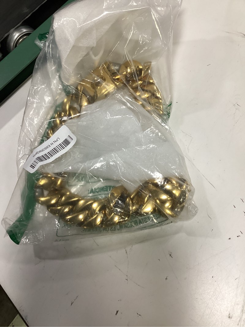 Condition photo showing Good Condition for big dog chain collar, 32mm cuban chain link collar with design safety buckle, 18k gold 316l martingale collars, stainless steel durable chewy for all breeds medium/large dogs 24"( fits neck 22" to 23.5") gold