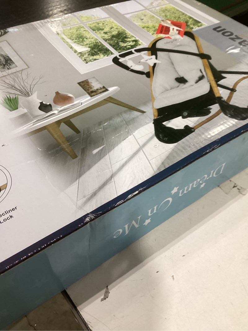 Condition photo showing New/Like New for Dream On Me Rock On Me 2-in-1 Baby Rocker and Stationary Seat, Adjustable Recline, Gentle Music & Vibration, 3-Point Safety Harness, Detachable Toy Bar, Folds Compact for Travel – Grey