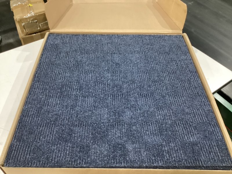 Condition photo showing New/Like New for 24"x 24" carpet tile peel and place - crochet (ocean blue) (60sq.ft.) 15 tiles 24"x24" ocean blue