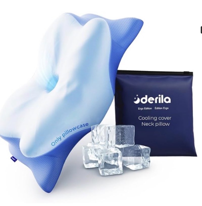 Derila Ergo Cervical Neck Pillow Pillowcase for Sleeping Ergonomic Pillow Contour Neck Support Memory Foam Pillows for Back, Side Sleeper Pillows (Pillowcase - 21.25 x 14.17 x 4.72 in)