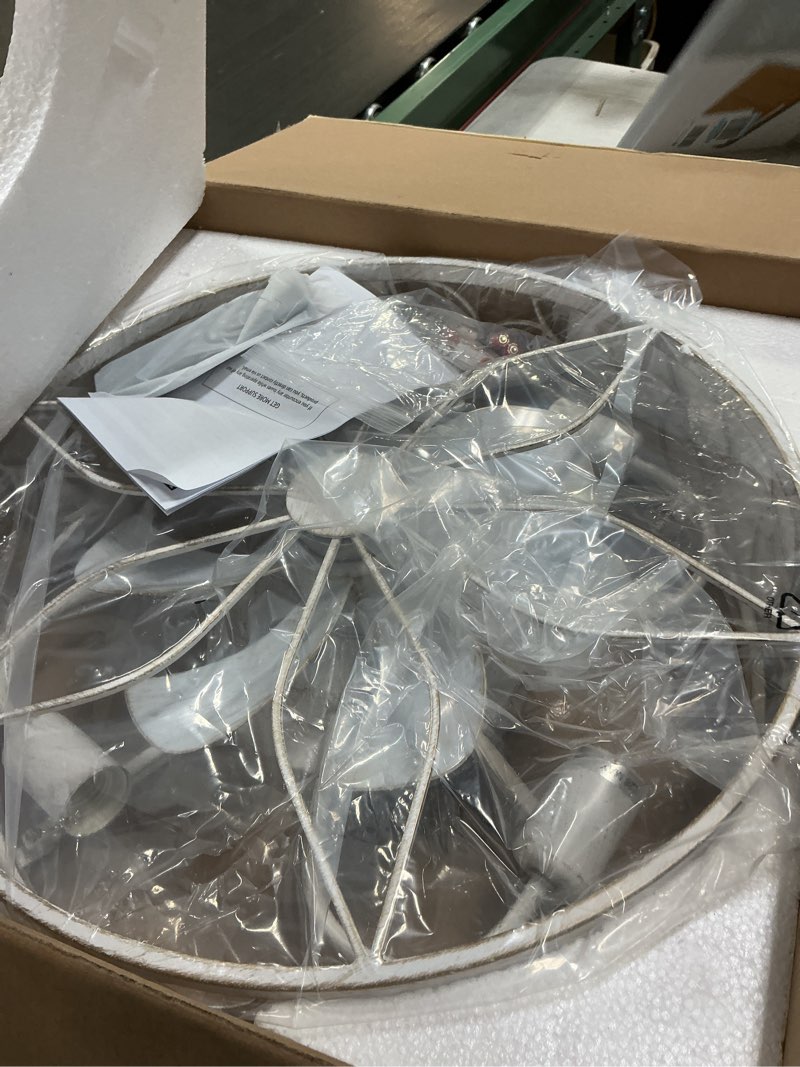 Condition photo showing Good Condition for LEDIARY Caged Ceiling Fans with Lights, White Flush Mount Ceiling Fan with Remote, Small Low Profile Bladeless Ceiling Fan Light Fixture for Bedroom, Kitchen, Dining Room-White Gold Color White Gold Medium