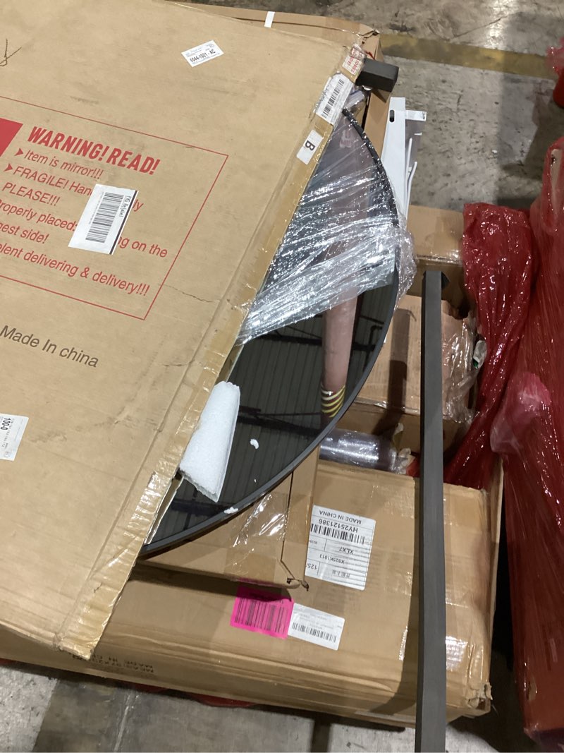 Condition photo showing New/Like New for 36 Inch Round Bathroom Mirror - Black Wall Mounted Circle Mirror with Metal Frame, Modern Round Hanging Mirror Suitable for Bathroom, Vanity, Entryway, Living Room