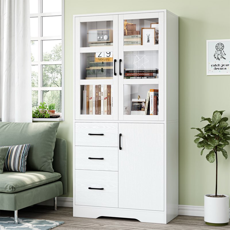 67.5" H x 30.7" W Standard Bookcase With File Drawer? Wood Storage Standard Bookshelves