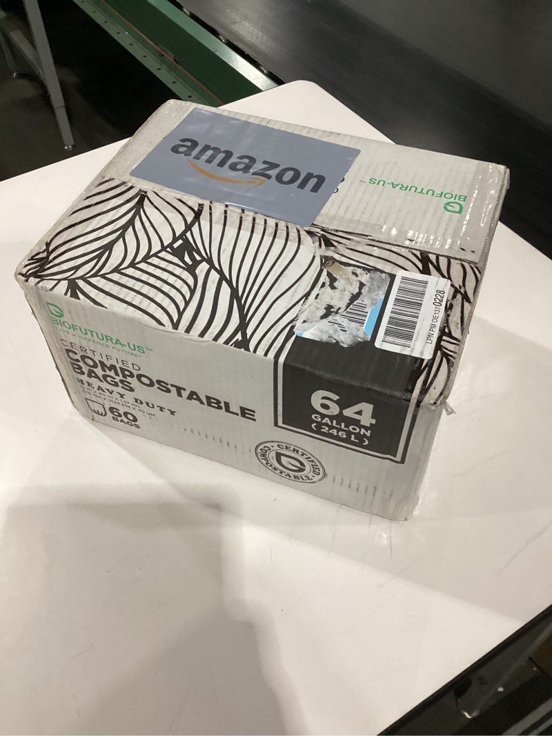 BIOFUTURA-US 64 Gallon Compostable Lawn & Leaf Bags, Large Yard Waste Bags, 60 Count, Heavy Duty 1.5