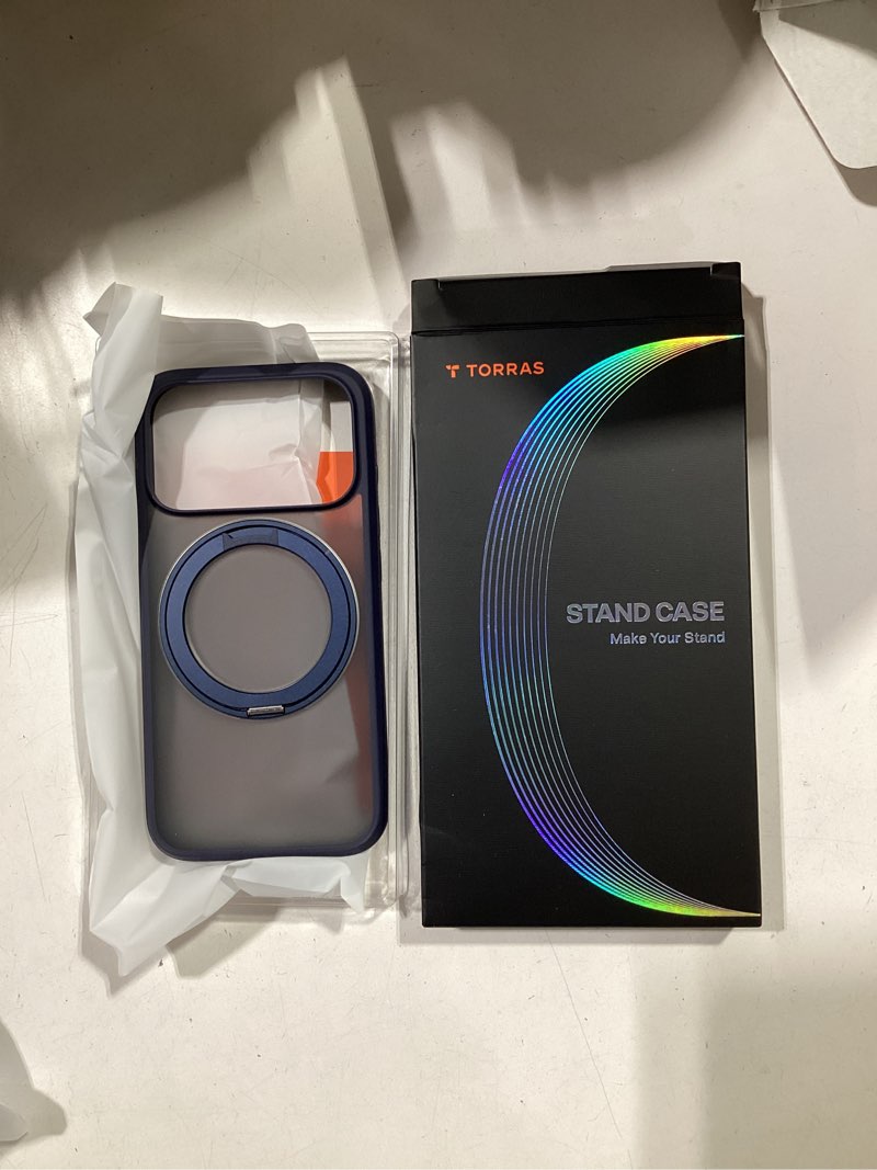 Condition photo showing New/Like New for torras upgrade 360 magnetic stand for iphone 17 pro case with camera control button, fit for magsafe, mil-grade protection, slim soft edge translucent back for iphone 17pro 6.3 inch, black black for iphone 17 pro 6.3”