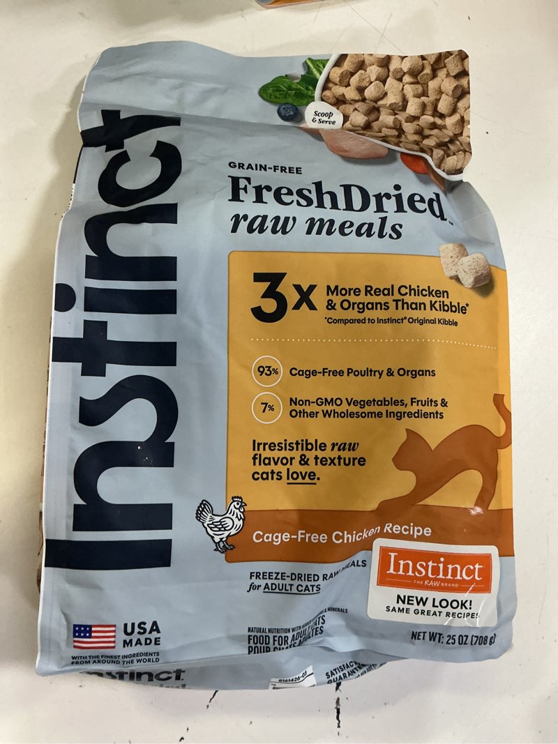 Condition photo showing Good Condition for instinct raw meals freeze-dried chicken cat food, 25 oz. bag chicken - cat 25 ounce (pack of 1)
