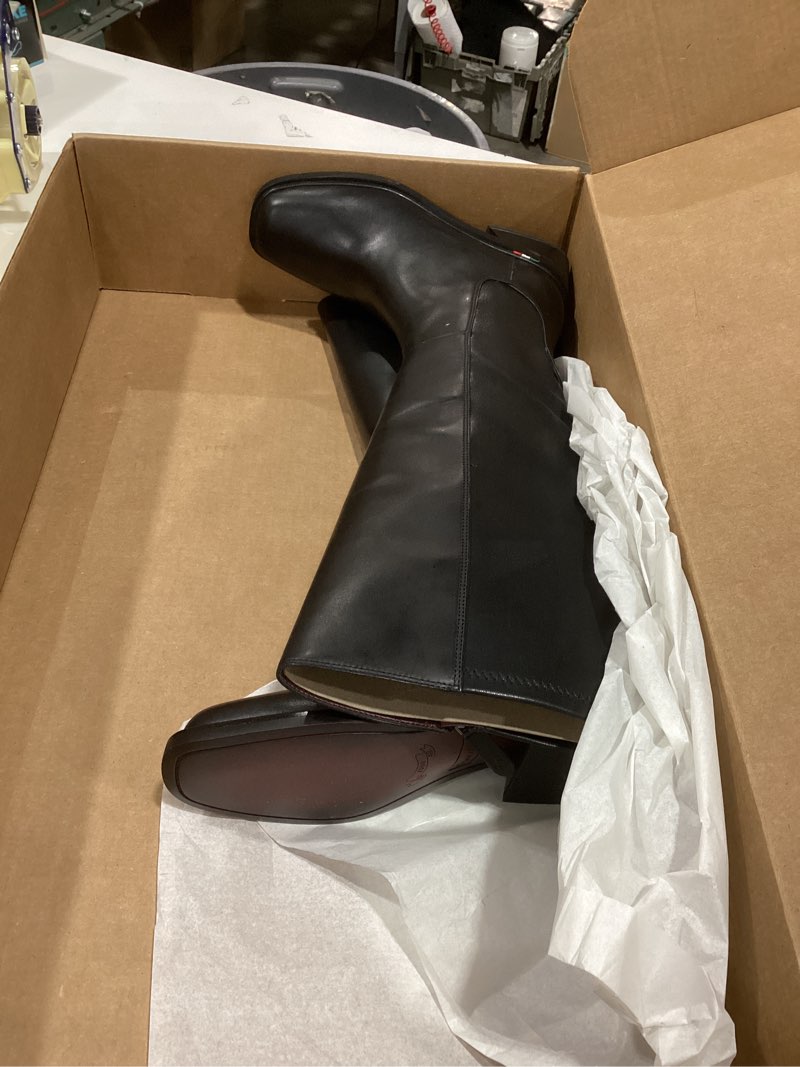franco sarto womens giselle wide calf flat tall boot black stretch leather 6 m