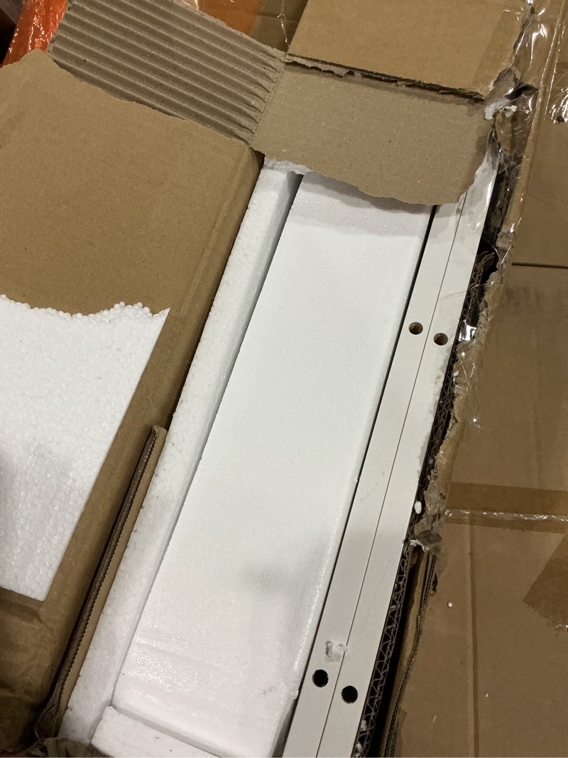 Condition photo showing As Is for YDN Standing Desk, Height Adjustable Computer Desk with Keyboard Tray, 48 Inch White Ergonomic Desk for Home Office and Gaming 48 White