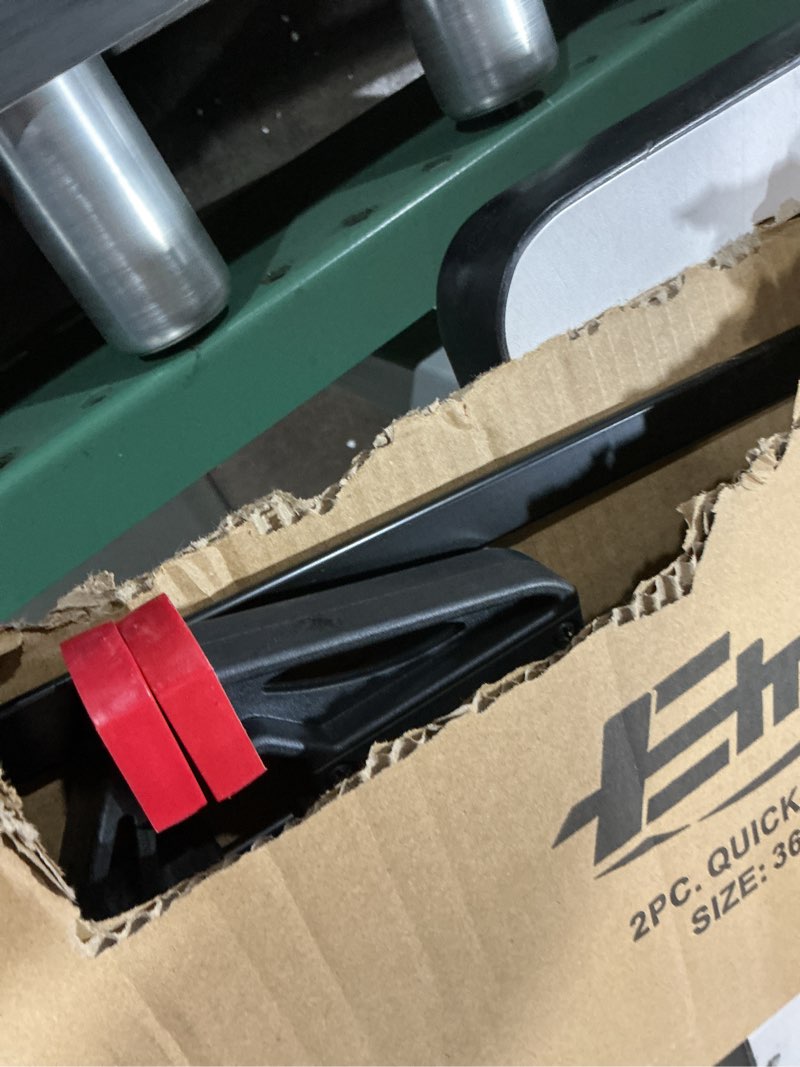 Condition photo showing Good Condition for 36" Bar Clamps for Woodworking 2-Piece, One-Handed Quick-Change F Clamp/Spreader with 130 LBS Load Limit, Wood Clamps for Gluing, Carpentry, DIY, and Woodworking