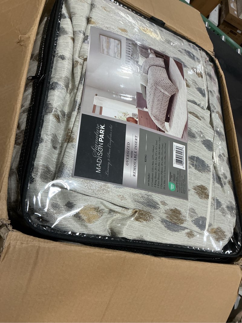Condition photo showing New/Like New for Madison Park Polyester Jacquard 9 Piece Comforter Set MPS10-459 King Taupe/Gold