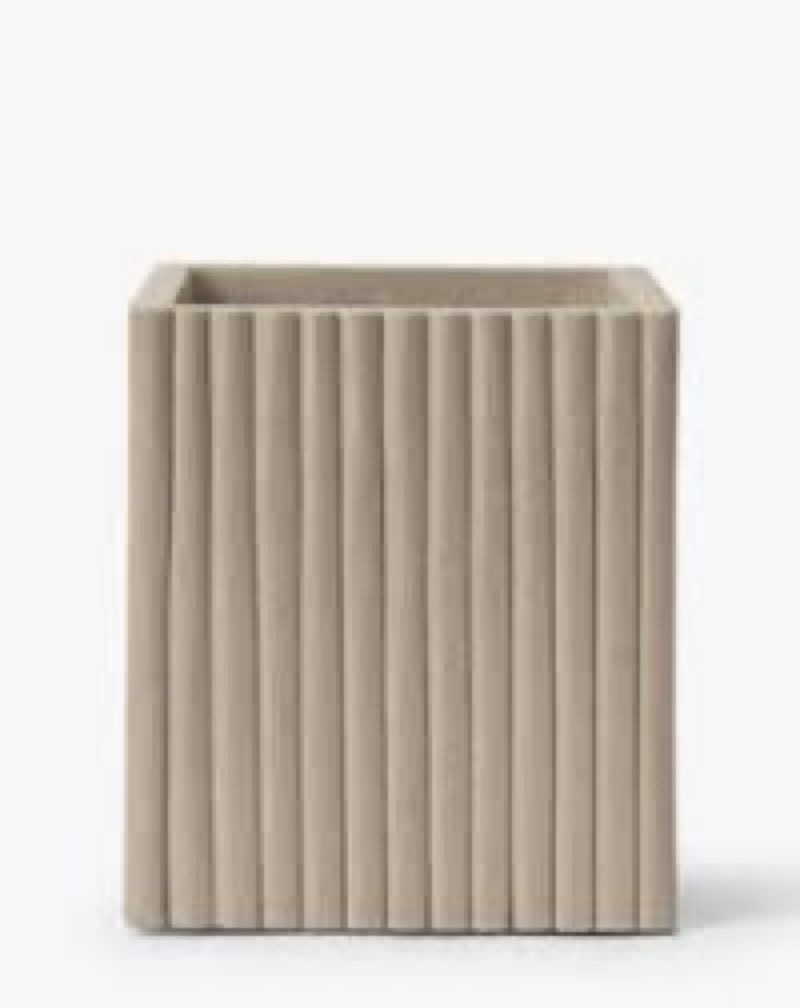 beige luxury stone bathroom trash can, modern bathroom office trash can, resin wastebasket, garbage receptacle bin for bathrooms, offices, powder rooms, kitchens (beige)