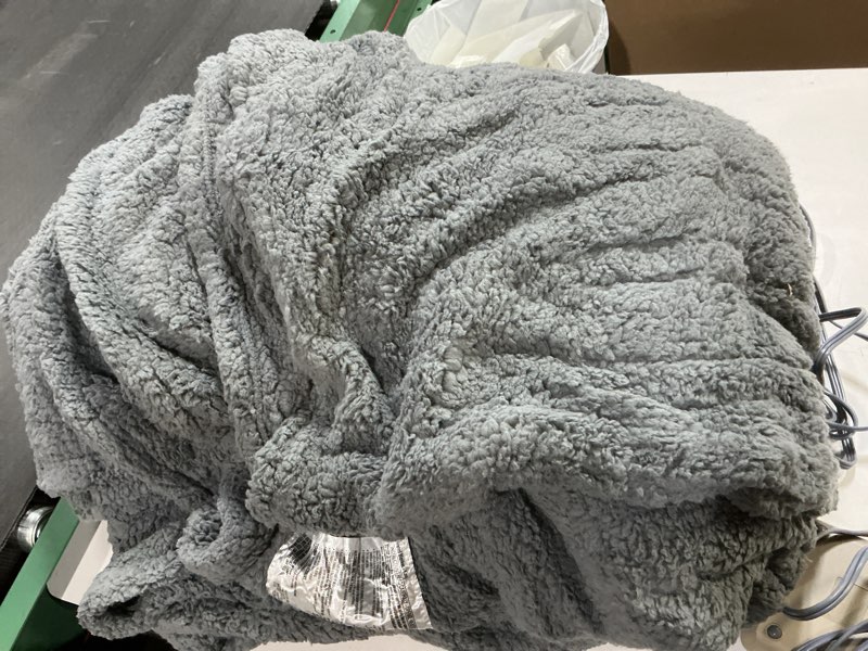Condition photo showing As Is for SEALY Electric Blanket King Size, Dual Control Soft Sherpa Heated Blanket with 10 Heating Levels & 1 to 12 Hours Auto-Off Settings Over-Heated Protection 90"x100" Machine Washable, Dark Grey Dark Grey King Size 100" x 90"