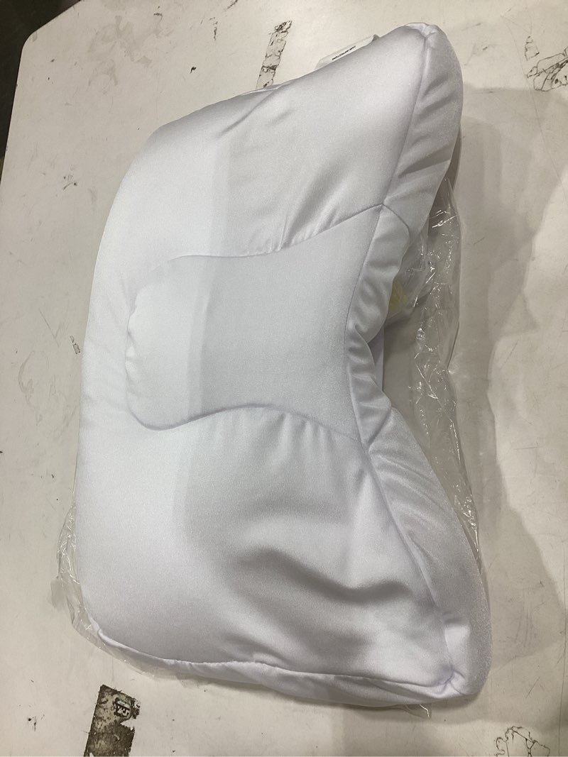 Condition photo showing As Is for sobakawa cloud pillow with microbead fill- microbead pillow- contoured-shaped pillow for neck and head- support pillow for sounder sleep- microbead pillow for sleeping- white